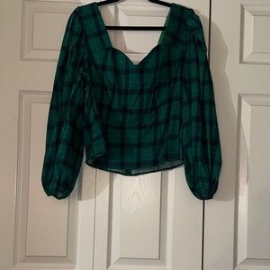 Fashion to Figure Emerald Plaid Blouse